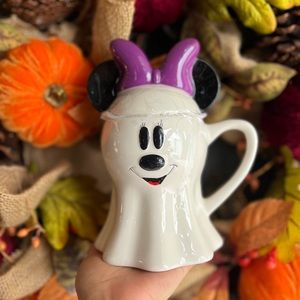 ✨NEW👻Minnie Mouse Halloween Ghost Mug with Topper🐭